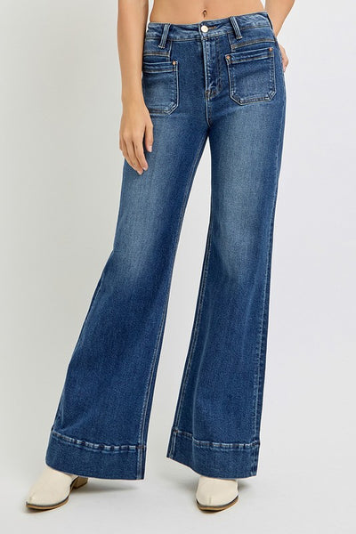 Raven Patch Pocket Wide Flare Jeans