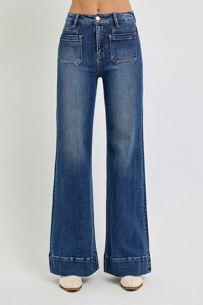 Raven Patch Pocket Wide Flare Jeans