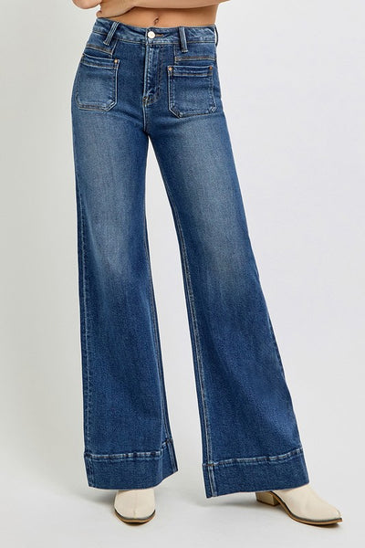 Raven Patch Pocket Wide Flare Jeans