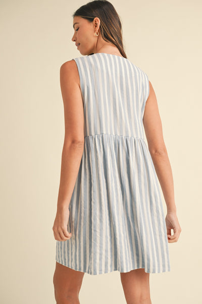 Milly Striped Front Bow Mini Dress