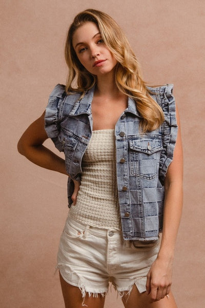 Presley Gingham Denim Vest
