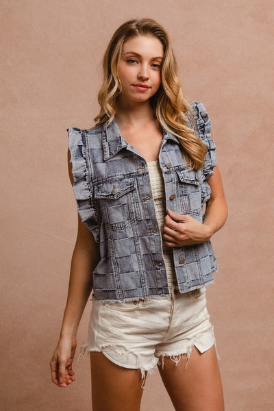 Presley Gingham Denim Vest