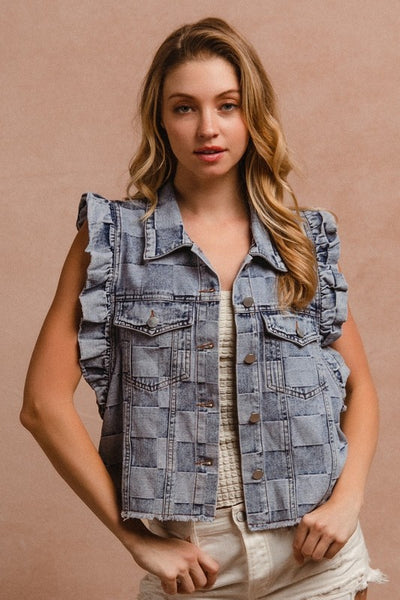 Presley Gingham Denim Vest