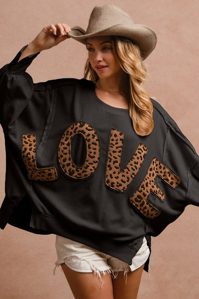 Oversized Leopard LOVE Pullover