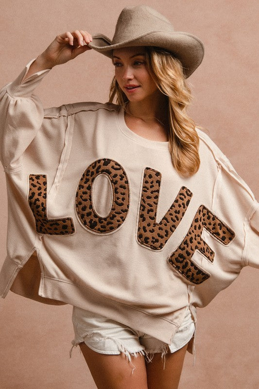 Oversized Leopard LOVE Pullover