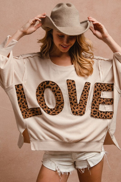 Oversized Leopard LOVE Pullover