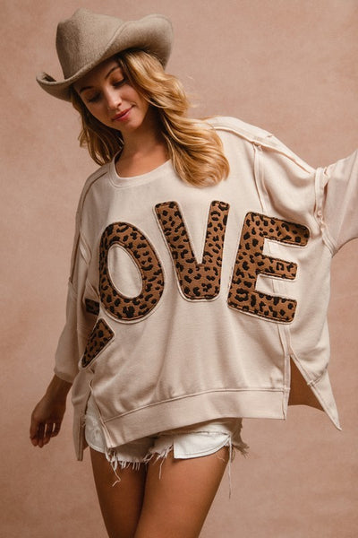 Oversized Leopard LOVE Pullover