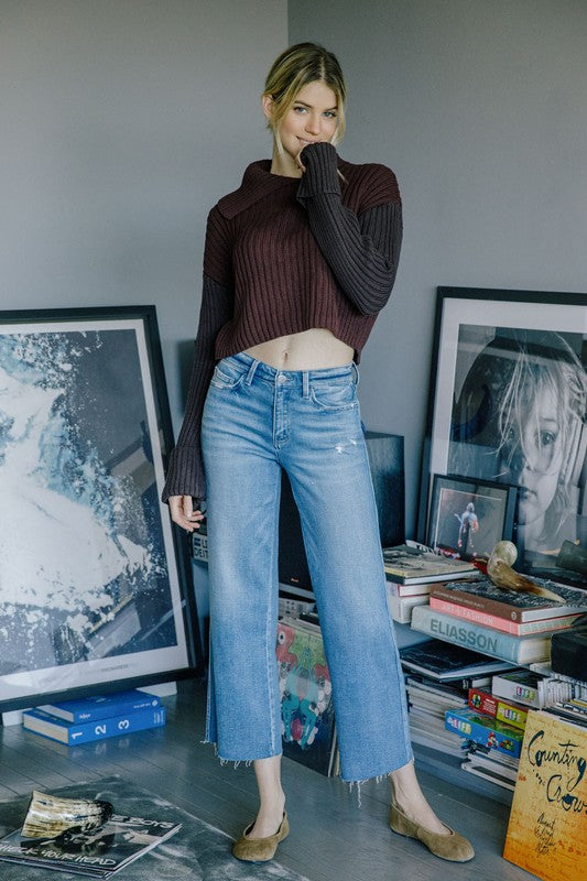 Anna Wide Leg Raw Hem Jeans