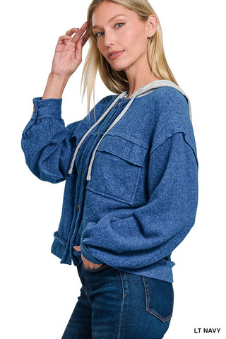 Hooded Button Down Shacket