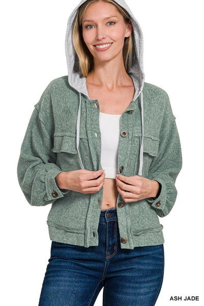 Hooded Button Down Shacket
