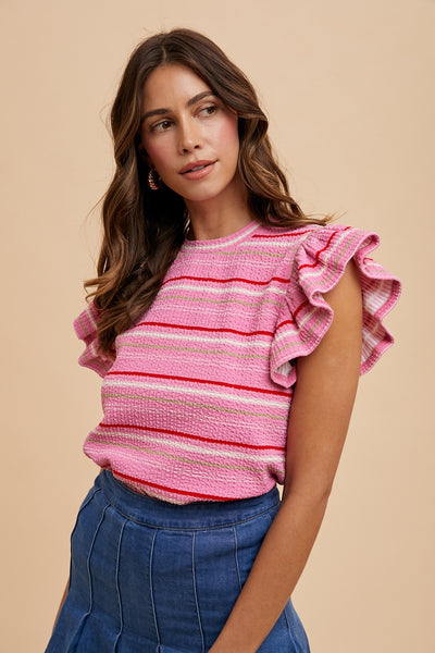 Kaitlin Ruffle Sleeve Knit Top