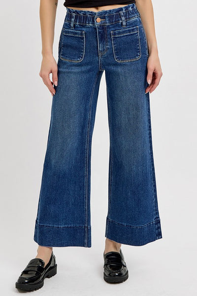 Ellie Elastic Band Wide Leg Jeans