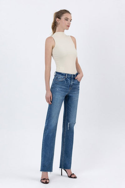 Cara High-Rise Raw Hem Jeans