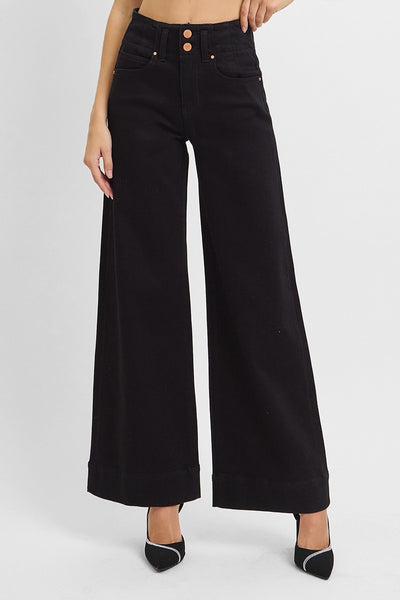 Monica Wide Leg Black Risen Jeans