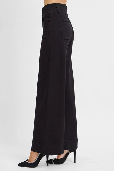 Monica Wide Leg Black Risen Jeans