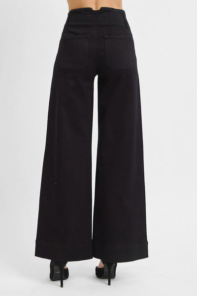 Monica Wide Leg Black Risen Jeans