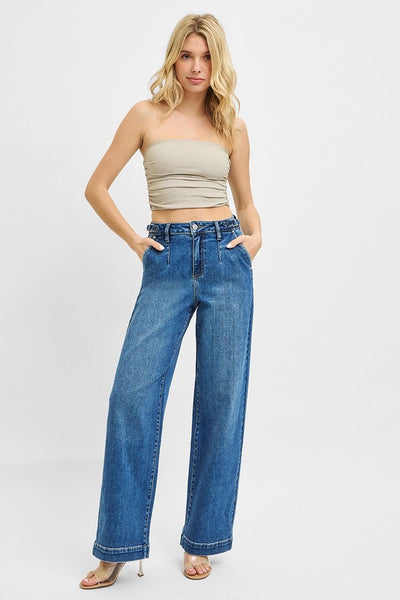 Angie Adjustable Waist Band Pleated Pants