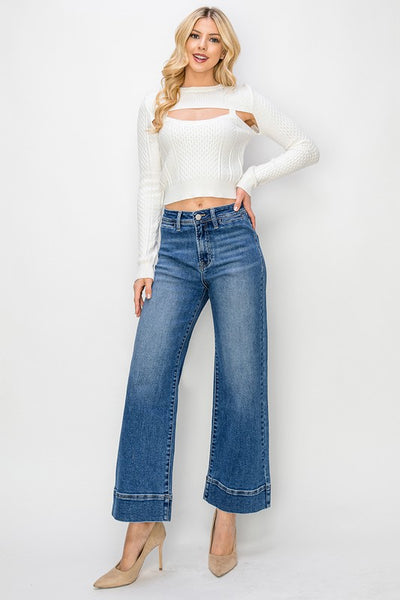 Frannie High Rise Crop Wide Leg Jeans