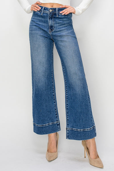 Frannie High Rise Crop Wide Leg Jeans