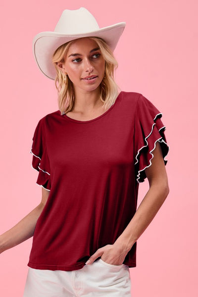 Briana Layered Ruffle Sleeve Tee