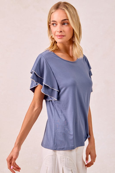 Briana Layered Ruffle Sleeve Tee