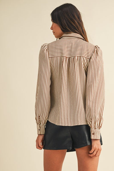 Laura Striped Scalloped Trim Blouse