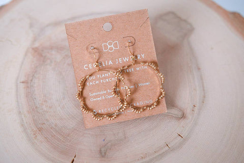 Gold Seed Bead Hoops