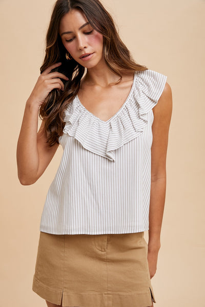Chloe Pinstripe Sleeveless Blouse