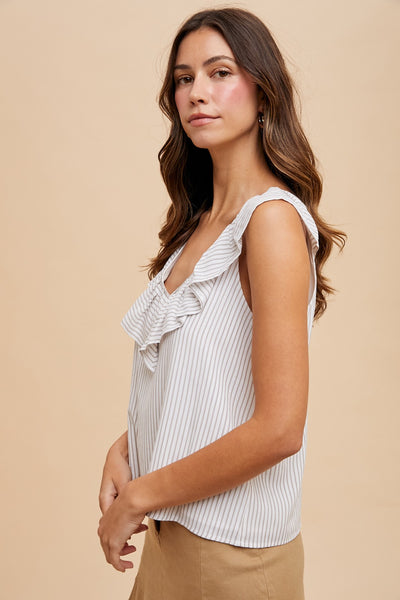 Chloe Pinstripe Sleeveless Blouse