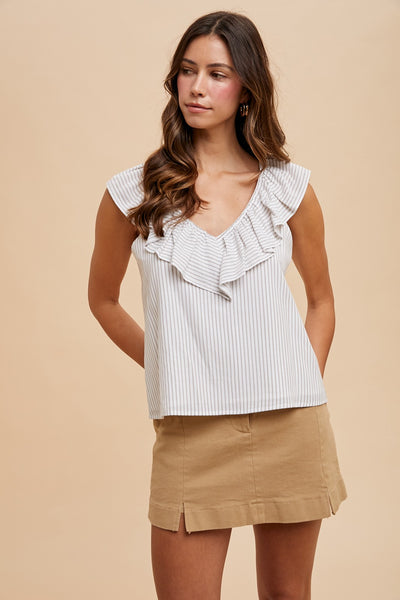 Chloe Pinstripe Sleeveless Blouse