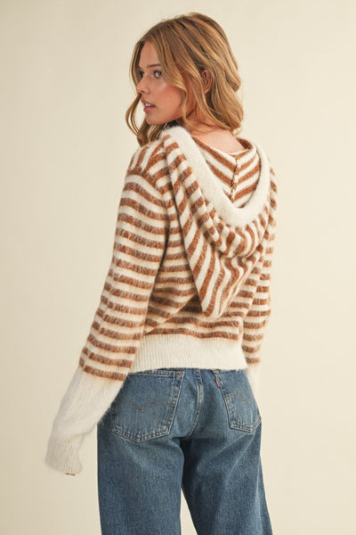 Madeline Striped Hooded Cardigan