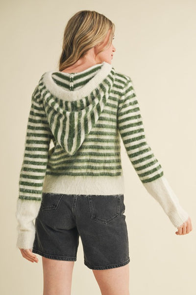 Madeline Striped Hooded Cardigan