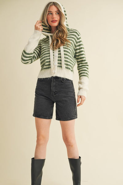 Madeline Striped Hooded Cardigan