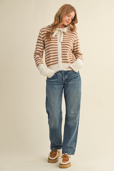 Madeline Striped Hooded Cardigan