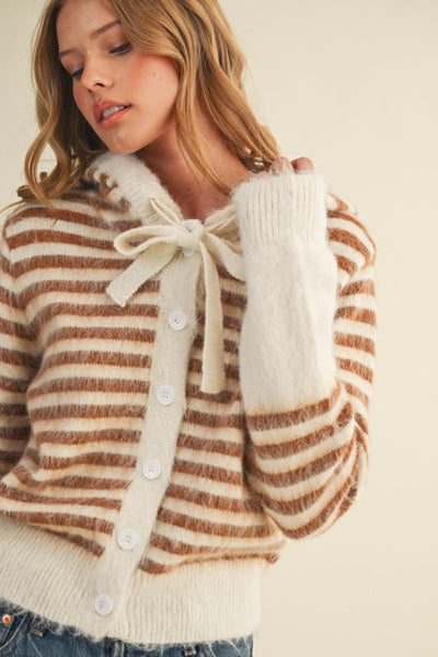 Madeline Striped Hooded Cardigan