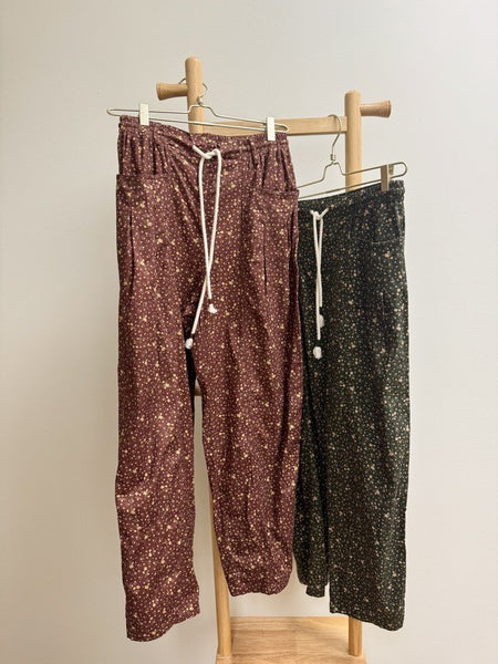 Ditsy Floral Print Loose Barrel Leg Pants