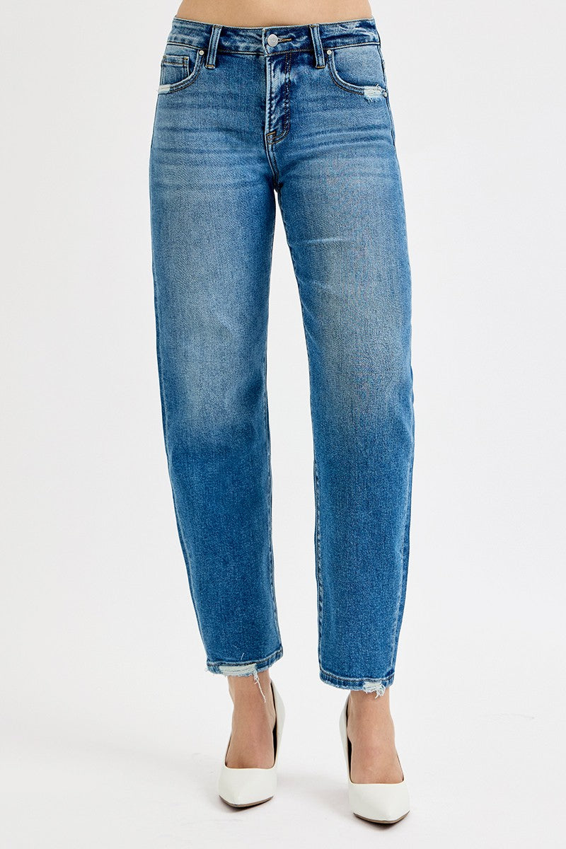 Jackie High Rise Ankle Slim Barrel Jeans