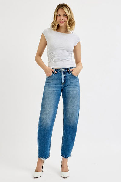 Jackie High Rise Ankle Slim Barrel Jeans