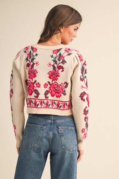 Faith Floral Front-Tie Cardigan