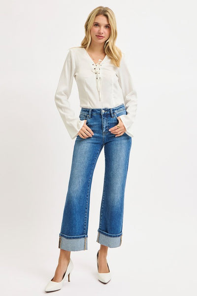 Alice Cropped Straight Cuffed Jeans