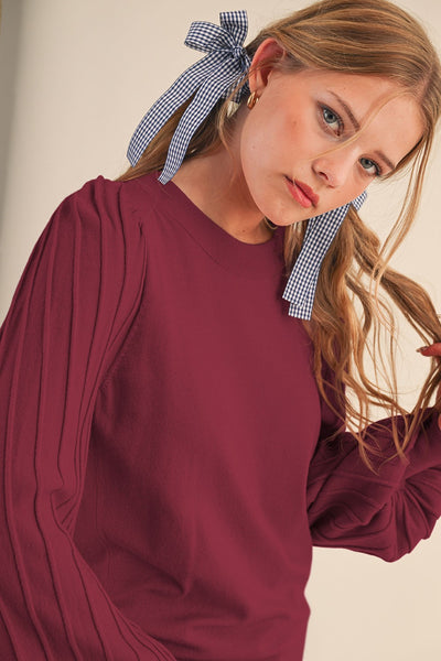 Harmony Pleated Puff Sleeve Sweater