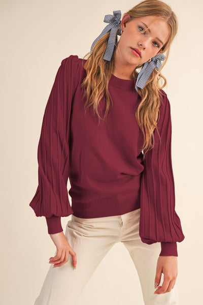 Harmony Pleated Puff Sleeve Sweater