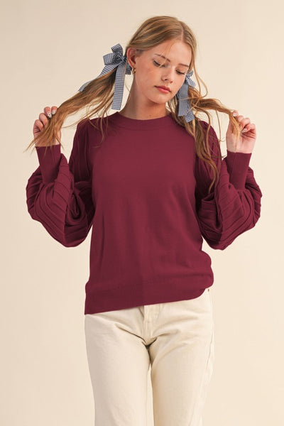 Harmony Pleated Puff Sleeve Sweater