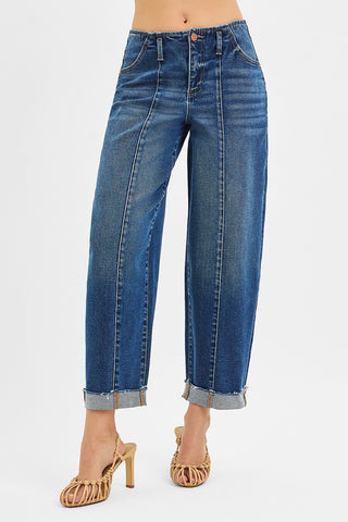 Joy High Rise Barrel Cuffed Jeans