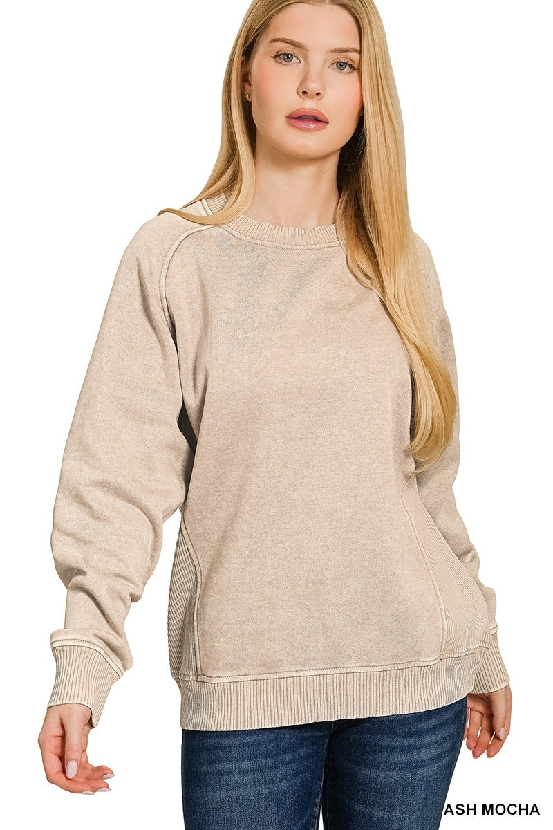 Myra Side-Ribbed Fleece Sweatshirt