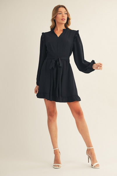 Dee Front Pleated Ruffle Dress