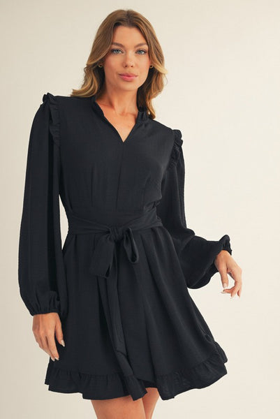 Dee Front Pleated Ruffle Dress