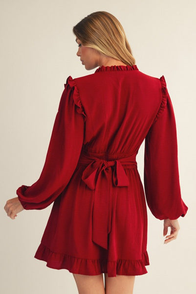 Dee Front Pleated Ruffle Dress