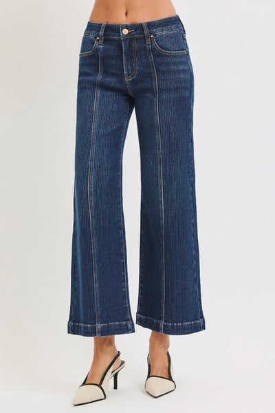 Danielle Wide Leg Cropped Detailed Jeans