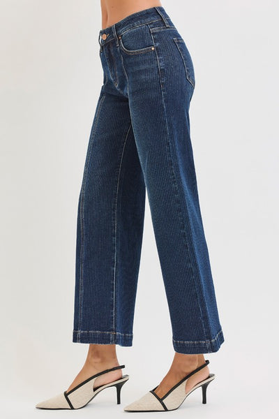 Danielle Wide Leg Cropped Detailed Jeans